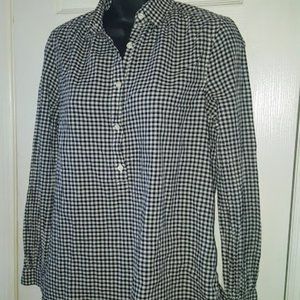 J. Crew Black Gingham 1/4-Button Smock Blouse, 00, Can Be $10. w/$4,99shipping